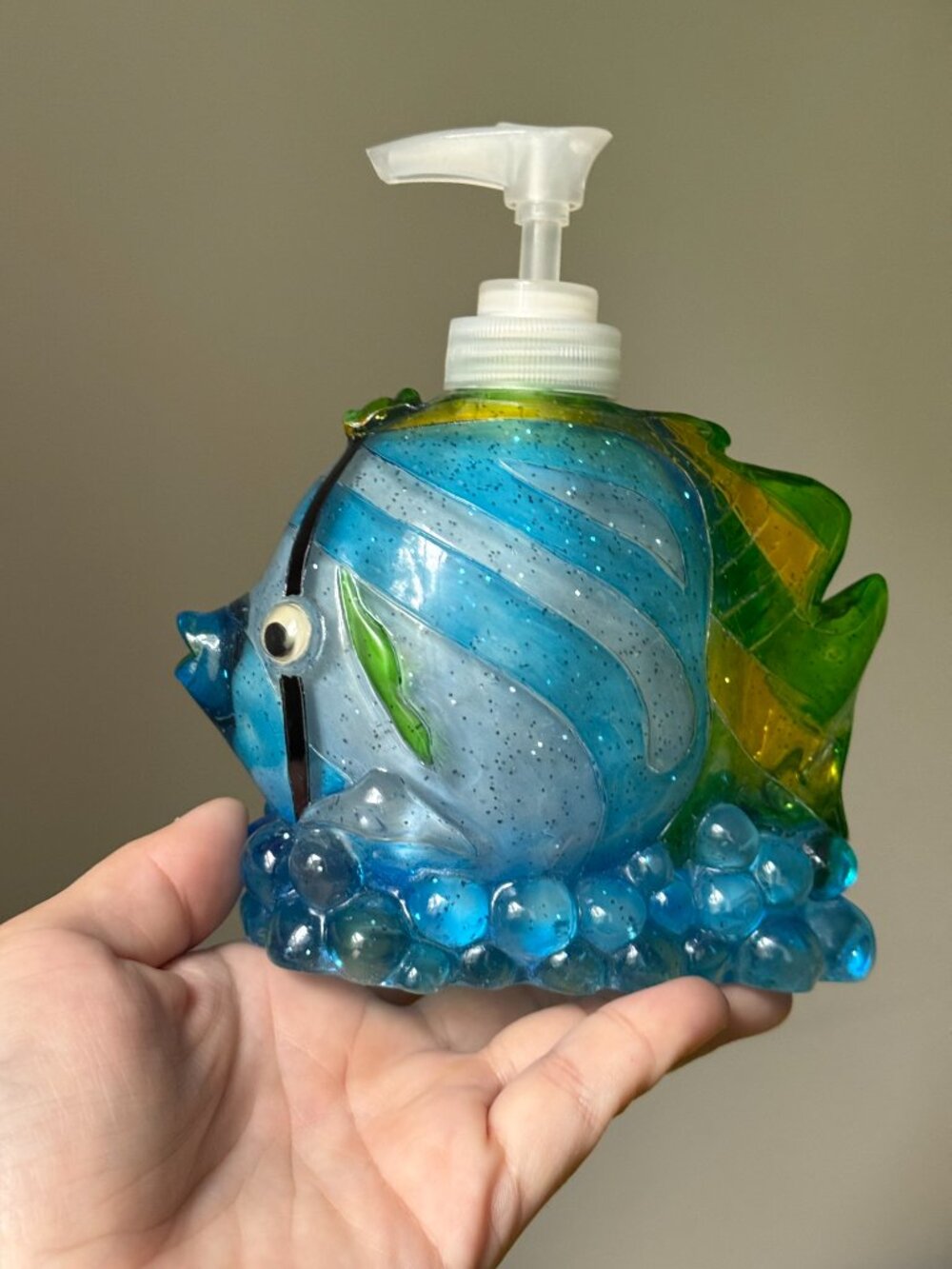 Blue Googly Eye Fish Vintage Y2K Bathroom Themed Working Pump Soap Dispenser